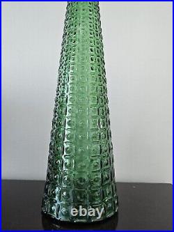 Vintage Empoli Green Tall Glass Art Bottle Decanter with Stopper