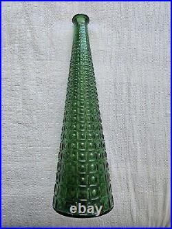 Vintage Empoli Green Tall Glass Art Bottle Decanter with Stopper