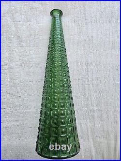 Vintage Empoli Green Tall Glass Art Bottle Decanter with Stopper