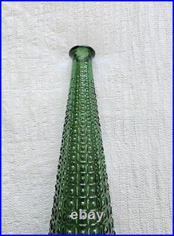 Vintage Empoli Green Tall Glass Art Bottle Decanter with Stopper