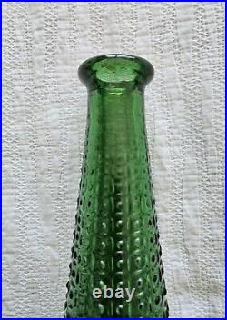 Vintage Empoli Green Tall Glass Art Bottle Decanter with Stopper