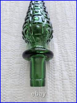 Vintage Empoli Green Tall Glass Art Bottle Decanter with Stopper