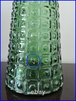 Vintage Empoli Green Tall Glass Art Bottle Decanter with Stopper