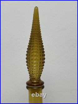 Vintage Empoli Hobnail Decanter Italian Glass Amber MCM Genie Bottle 22