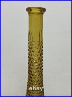 Vintage Empoli Hobnail Decanter Italian Glass Amber MCM Genie Bottle 22