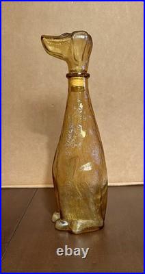 Vintage Empoli Italian Amber Dog Decanter, 12