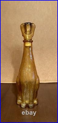 Vintage Empoli Italian Amber Dog Decanter, 12