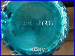 Vintage Empoli Italian Art Rare Teal Blue Decanter Genie Bottle