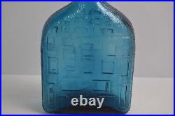 Vintage Empoli Italian Cube Decanter Blue Geometrics Italy Glass MCM Barware