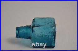 Vintage Empoli Italian Cube Decanter Blue Geometrics Italy Glass MCM Barware