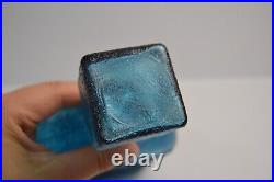 Vintage Empoli Italian Cube Decanter Blue Geometrics Italy Glass MCM Barware