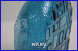 Vintage Empoli Italian Cube Decanter Blue Geometrics Italy Glass MCM Barware