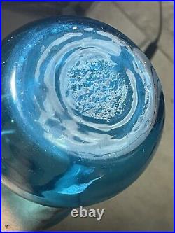 Vintage Empoli Italian Glass Blue 3 Ball Decanter Genie Bottle 18 Large Blenko
