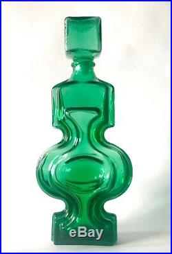 Vintage Empoli Italian Glass Bottle Decanter After Helena Tynell Riihimaki 1970s