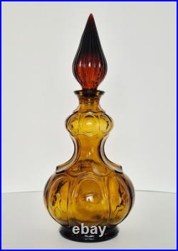 Vintage Empoli Italian Glass Corset Shape Ombre Genie Bottle Decanter Carafe