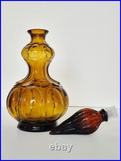 Vintage Empoli Italian Glass Corset Shape Ombre Genie Bottle Decanter Carafe