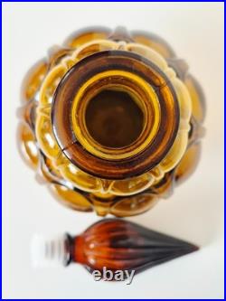 Vintage Empoli Italian Glass Corset Shape Ombre Genie Bottle Decanter Carafe