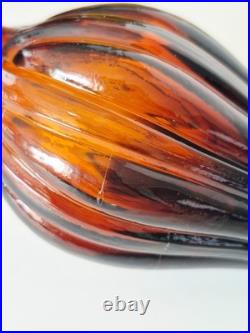 Vintage Empoli Italian Glass Corset Shape Ombre Genie Bottle Decanter Carafe