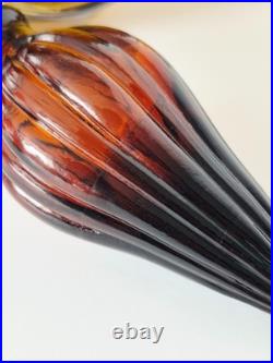 Vintage Empoli Italian Glass Corset Shape Ombre Genie Bottle Decanter Carafe