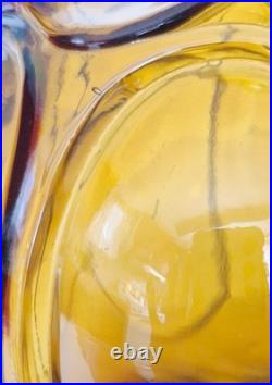 Vintage Empoli Italian Glass Corset Shape Ombre Genie Bottle Decanter Carafe