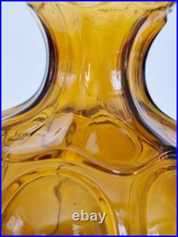 Vintage Empoli Italian Glass Corset Shape Ombre Genie Bottle Decanter Carafe