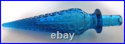 Vintage Empoli Italian Glass Decanter Stopper Genie Bottle Blue Diamond 15 T
