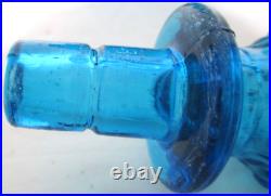 Vintage Empoli Italian Glass Decanter Stopper Genie Bottle Blue Diamond 15 T