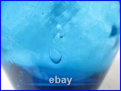 Vintage Empoli Italian Glass Decanter Stopper Genie Bottle Blue Diamond 15 T