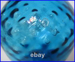 Vintage Empoli Italian Glass Decanter Stopper Genie Bottle Blue Diamond 15 T