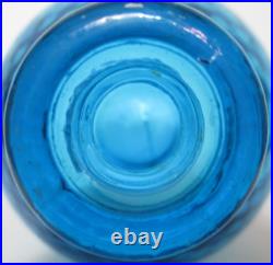 Vintage Empoli Italian Glass Decanter Stopper Genie Bottle Blue Diamond 15 T