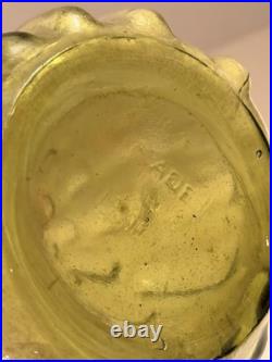 Vintage Empoli Italian Glass Genie Bottle Decanter Avocado Green Hobnail Stopper