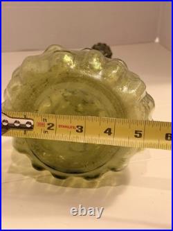 Vintage Empoli Italian Glass Genie Bottle Decanter Avocado Green Hobnail Stopper