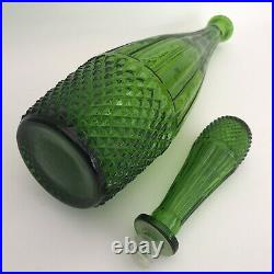 Vintage Empoli Italian Large Green Decanter Genie Bottle with Stopper 60's MCM