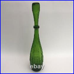 Vintage Empoli Italian Large Green Decanter Genie Bottle with Stopper 60's MCM