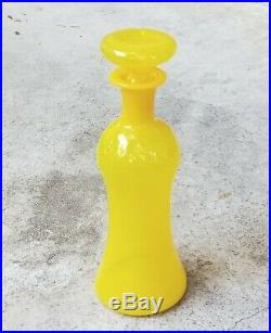 Vintage Empoli Italian Yellow Opaline Blown Glass Decanter