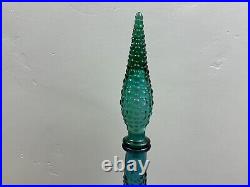 Vintage Empoli Italy Genie Bottle Decanter 22 Blue/Teal Bubble Hobnail Stopper