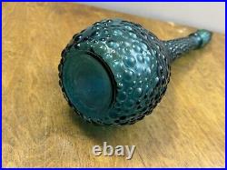 Vintage Empoli Italy Genie Bottle Decanter 22 Blue/Teal Bubble Hobnail Stopper