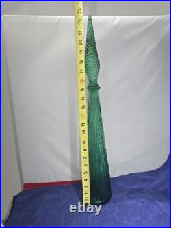 Vintage Empoli Italy Green Genie Bottle Decanter Wax Drip Hobnail Stopper
