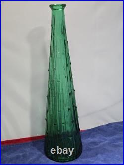 Vintage Empoli Italy Green Genie Bottle Decanter Wax Drip Hobnail Stopper