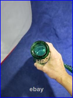 Vintage Empoli Italy Green Genie Bottle Decanter Wax Drip Hobnail Stopper