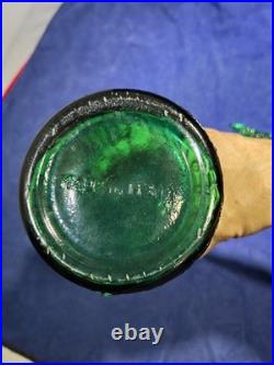 Vintage Empoli Italy Green Genie Bottle Decanter Wax Drip Hobnail Stopper