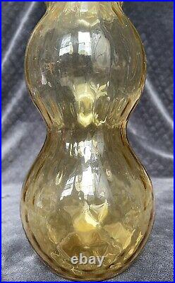 Vintage Empoli Italy Triple Gourd Optic Amber Genie Bottle Decanter