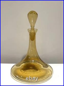 Vintage Empoli Italy Yellow Glass Genie Bottle Decanter with Stopper