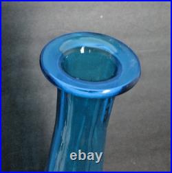 Vintage Empoli Murano Glass Decanter in Blue 27 Tall