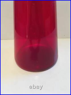 Vintage Empoli Murano Italian glass Red genie decanter bottle 65cm TALL