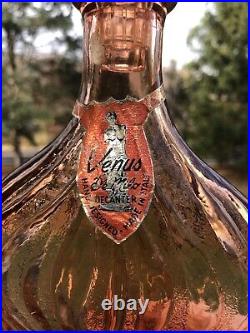 Vintage Empoli PINK APRICOT Hourglass Genie Bottle Decanter With LABELS MINT