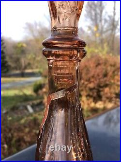 Vintage Empoli PINK APRICOT Hourglass Genie Bottle Decanter With LABELS MINT