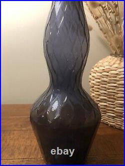 Vintage Empoli Purple Quilted Glass Genie Bottle Decanter 14 Retro MCM