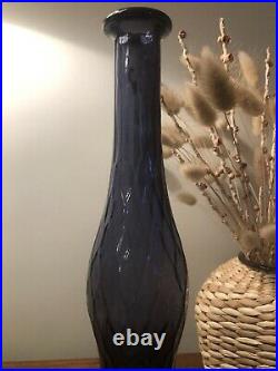 Vintage Empoli Purple Quilted Glass Genie Bottle Decanter 14 Retro MCM