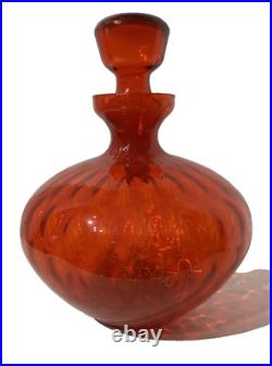 Vintage Empoli Red Quilted Optic Genie Bottle Decanter Red 12